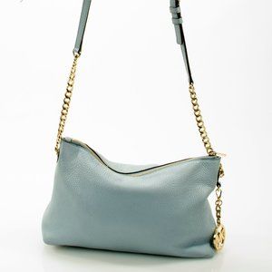 MICHAEL KORS SMALL SIZE BLUE PEBBLED LEATHER SATCHEL PURSE